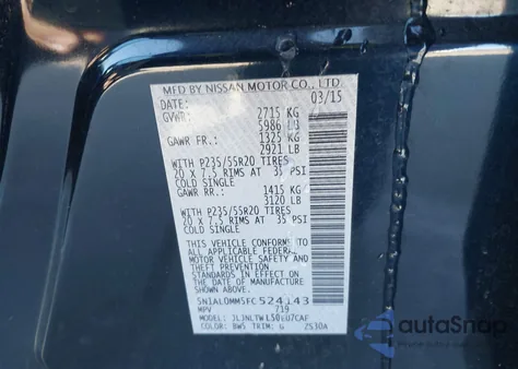 2015 Infiniti Qx60 z USA, uszkodzony, nr VIN 5N1AL0MM5FC524143